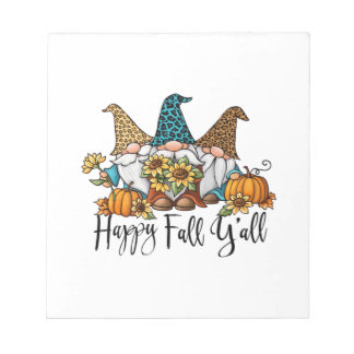 Happy Fall Y'all Leopard Gnome Notepad