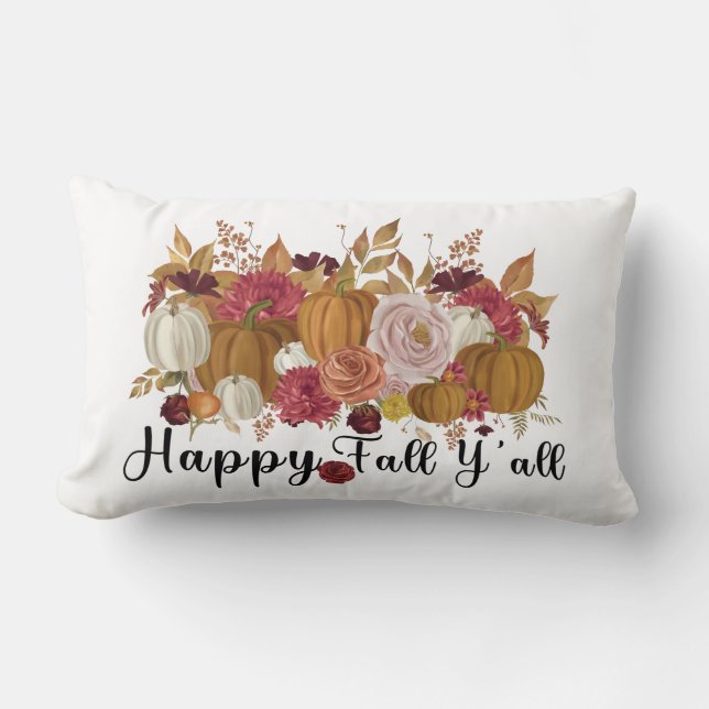 Happy Fall Y'all Lumbar Pillow (Front)