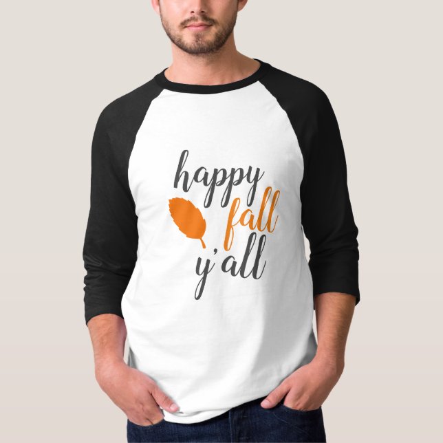 Happy Fall Y'all Mens Raglan T-shirt  (Front)