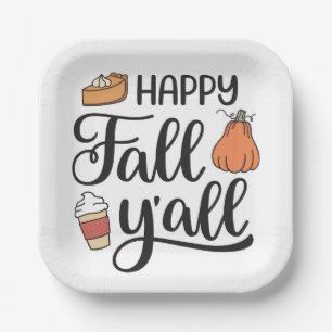Happy Fall Y'all Paper Plates