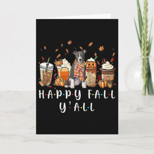 Happy Fall Y'all Pitbull Dog Coffee Pumpkin Fall A Card