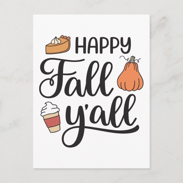 Happy Fall Y'all Postcard (Front)