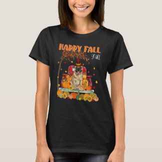 Happy Fall Y'all Pug Dog On Truck Pumpkin Fall Aut T-Shirt