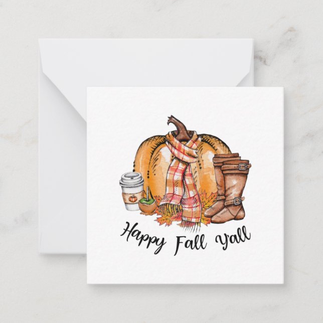 Happy Fall Y'all Pumpkin Boots Note Card (Front)