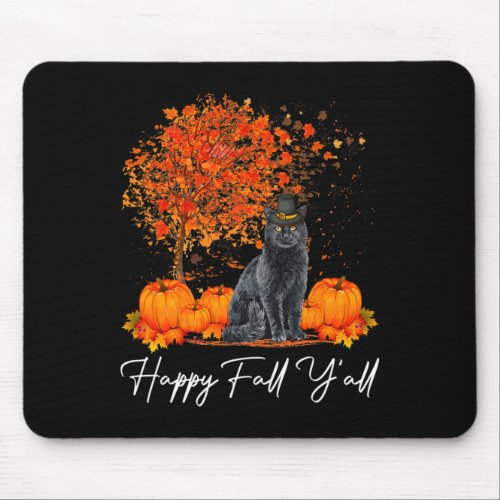 Happy Fall YAll Pumpkin Cat Thanksgiving Rescue P Mouse Pad