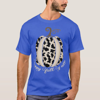 Happy Fall Yall Pumpkin Cow Print Thanksgiving Aut T-Shirt