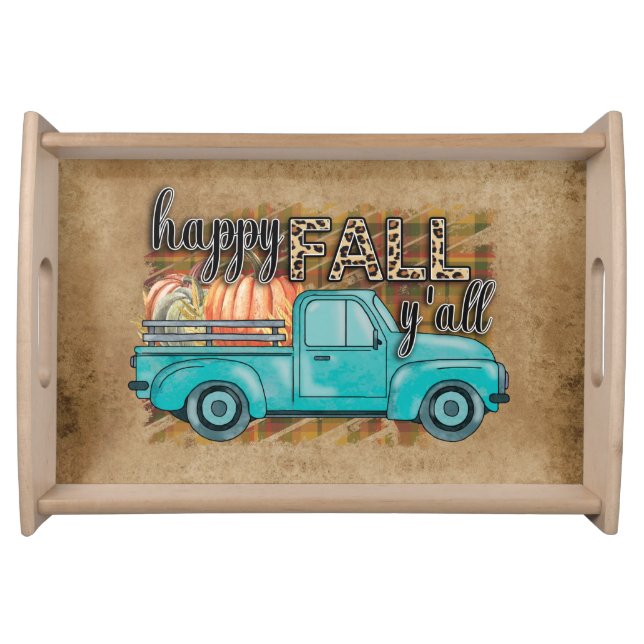 Happy Fall Y'all Pumpkin Farm Truck serving tray (Front)