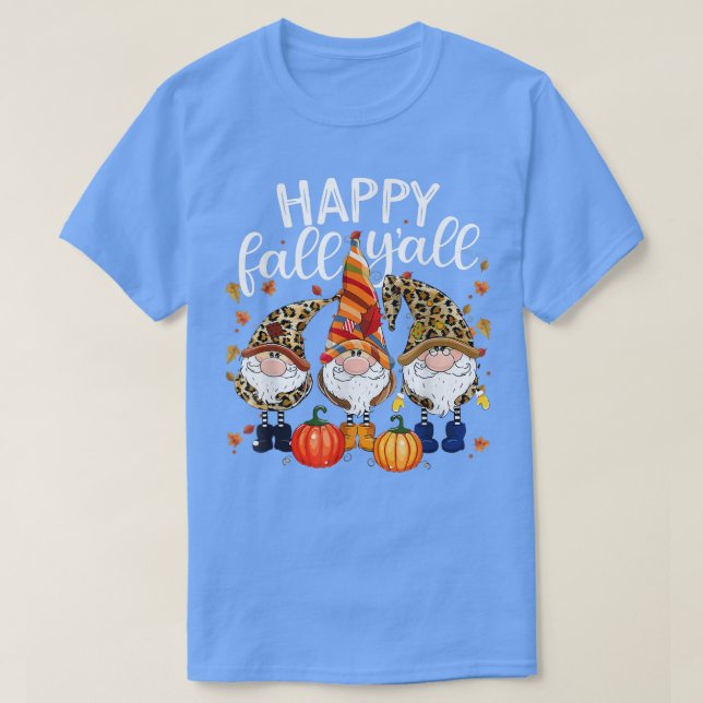Happy Fall Yall Pumpkin Gnomes Fall Autumn Thanksg T-Shirt (Design Front)