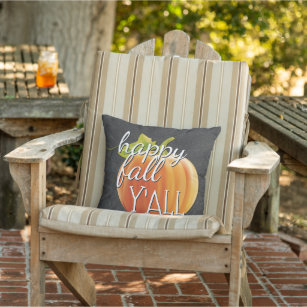 Happy Fall Yall Pumpkin On Chalkboard Throw Pillow