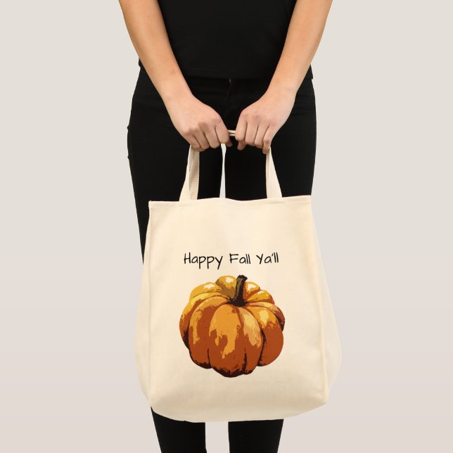 Happy Fall Ya'll Pumpkin Painting Tote Bag (Front (Product))