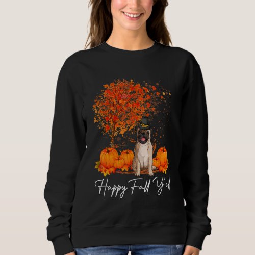 Happy Fall YAll Pumpkin Pug Dog Thanksgiving Sweatshirt
