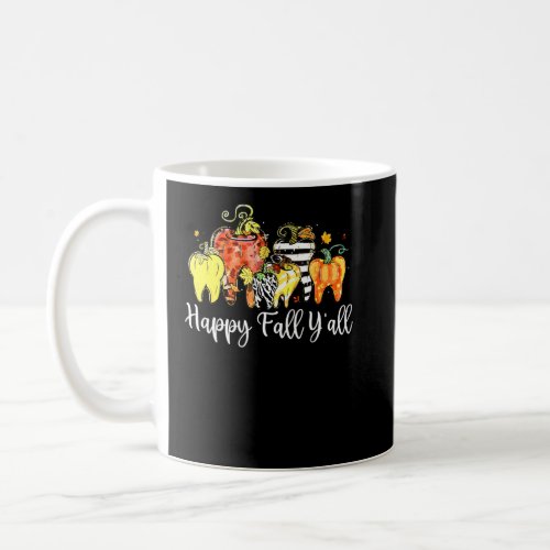 Happy Fall Yall Pumpkin Tooth Lepard Zebra Hallowe Coffee Mug