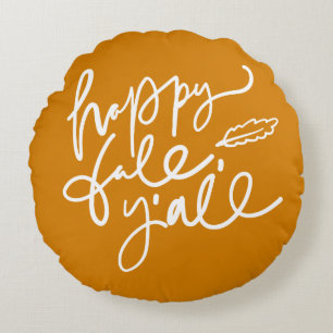 Happy Fall Y'all Round Pillow