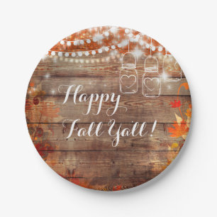 Happy Fall Ya'll Rustic Autumn Thanksgiving Plates