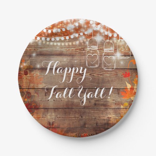 Happy Fall Yall Rustic Autumn Thanksgiving Plates