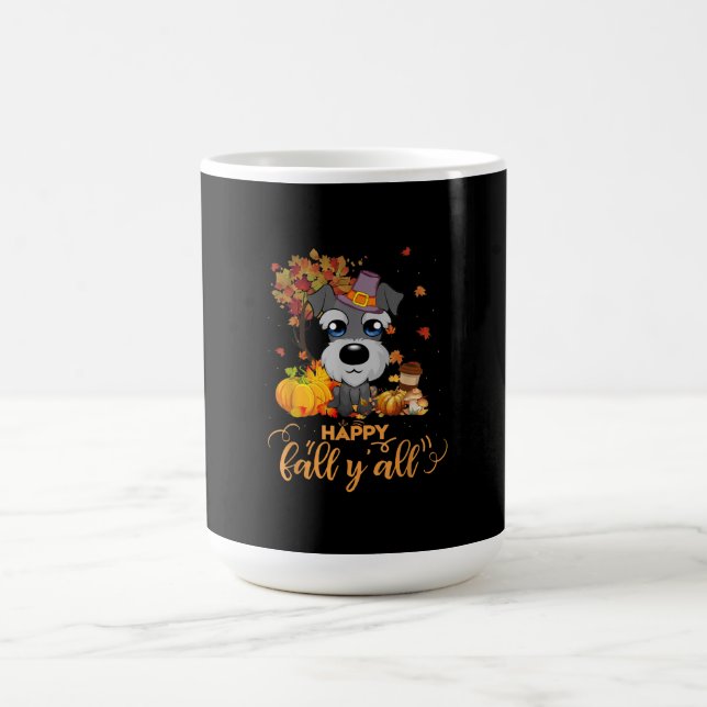happy fall yall schnauzer dog thanksgiving coffee mug (Center)