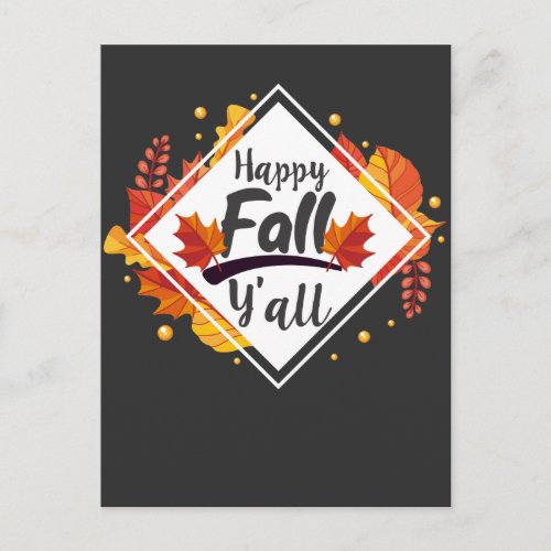 Happy Fall Yall Season Autumn Leaves Postcard
