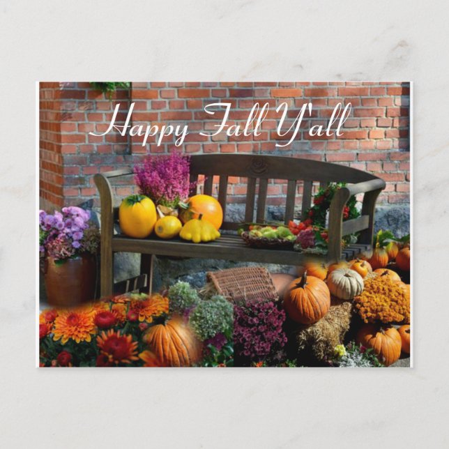 Happy Fall Y'all Seasonal Postcard (Front)