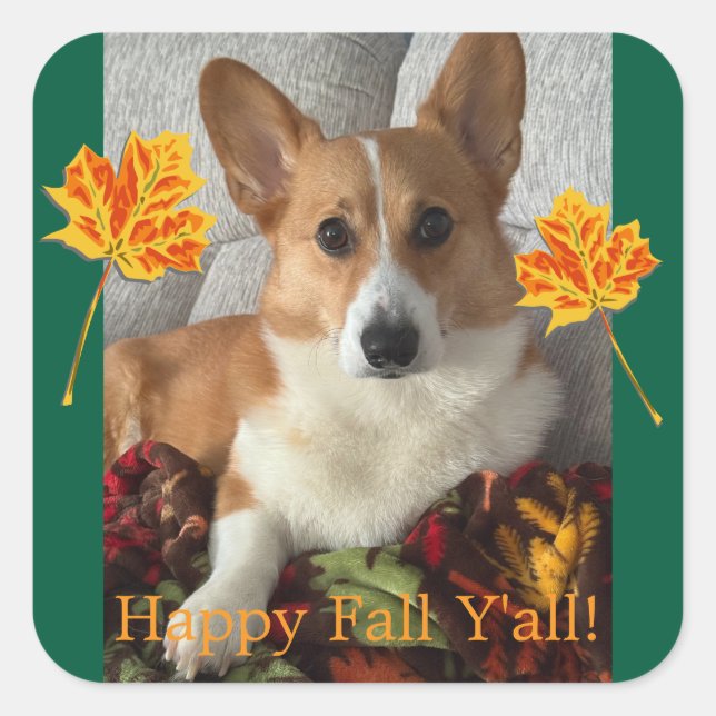 Happy Fall Y'all Square Sticker (Front)
