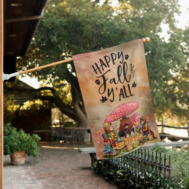 Happy Fall Y'all Tea Party House Flag (In SItu)