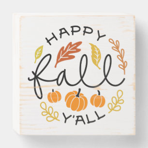 Happy Fall Y'all Texas Farmhouse Decor Wooden Box Sign