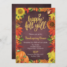 Happy Fall Y'all Thanksgiving Dinner invitation
