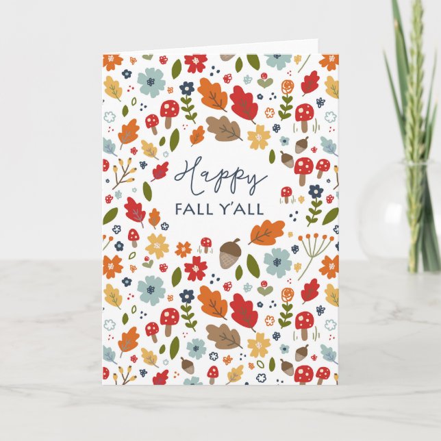 Happy Fall Y'all Thanksgiving Fall Card (Front)