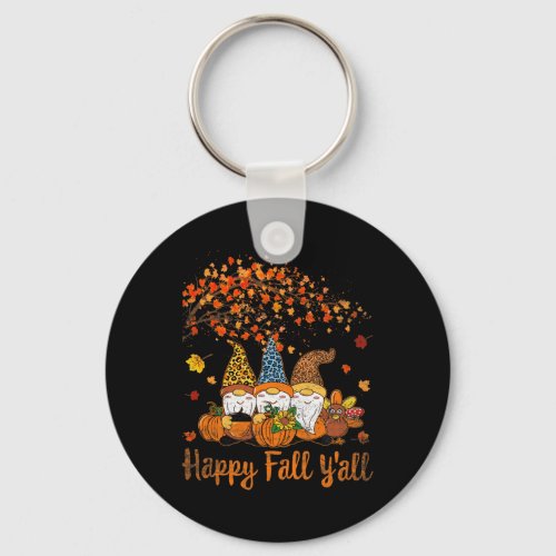 Happy Fall Yall Thanksgiving Gnomes Tree Pumpkin  Keychain