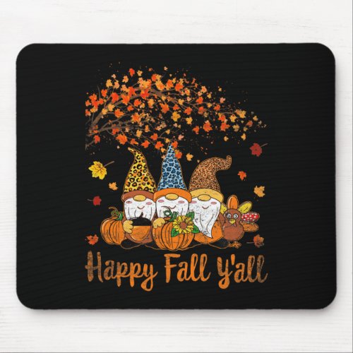 Happy Fall Yall Thanksgiving Gnomes Tree Pumpkin  Mouse Pad