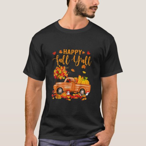 Happy Fall Yall Thanksgiving Turkey  T_Shirt