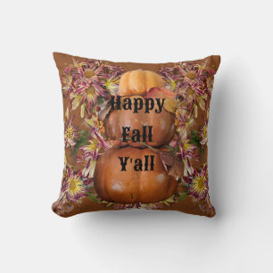 Happy Fall y'all Throw Pillow