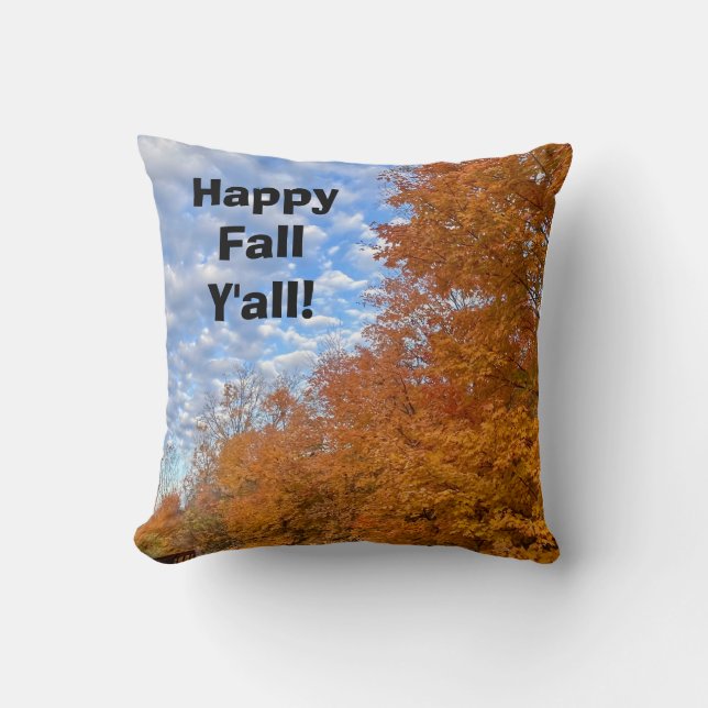 Happy Fall Y'all Throw Pillow (Front)
