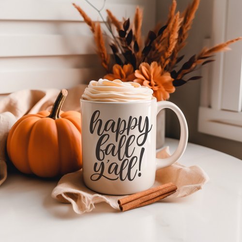 Happy Fall Yall Trendy Calligraphy Mug