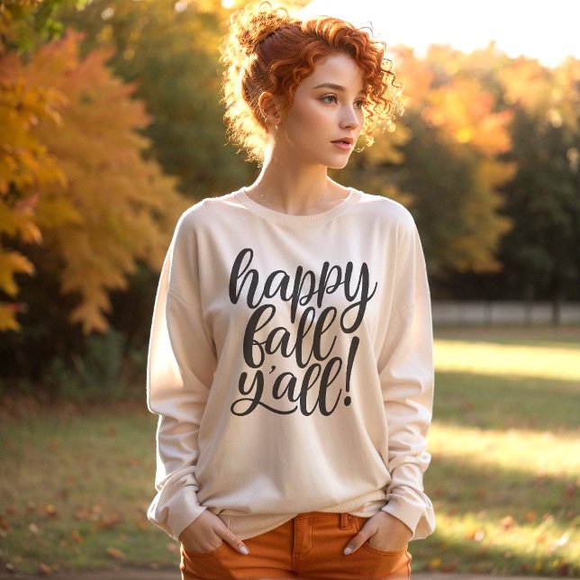 Happy Fall Y'all Trendy Script Sweatshirt (Creator Uploaded)