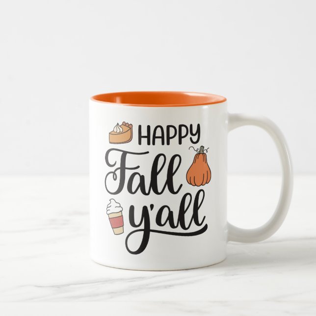 Happy Fall Y'all Two-Tone Coffee Mug (Right)