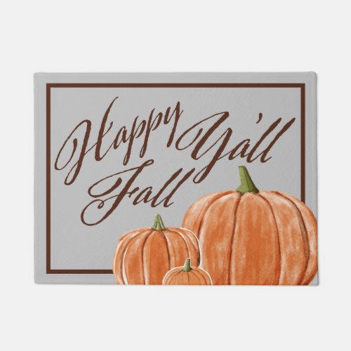 Happy Fall Yall  Watercolor Pumpkins Doormat