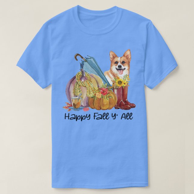 Happy Fall Yall Welsh Corgi Dog Lover Pumpkin Than T-Shirt (Design Front)