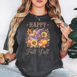 Happy Fall Y'All Witch Hat Pumpkins Autumn T-Shirt