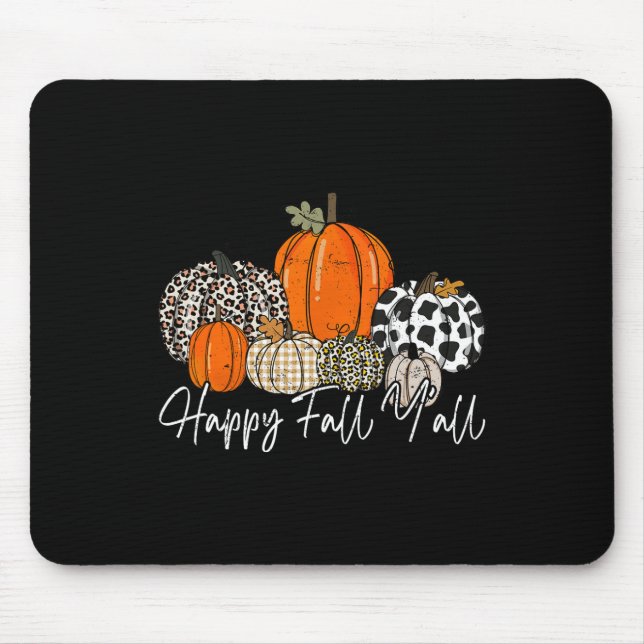 Happy Fall Y'all  Women Men Pumpkin Leopard Cute A Mouse Pad (Front)