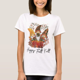 Happy Fall Y'all Women's Garden Gnome Leopard Pump T-Shirt