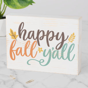 Happy Fall Y'all Wooden Box Sign