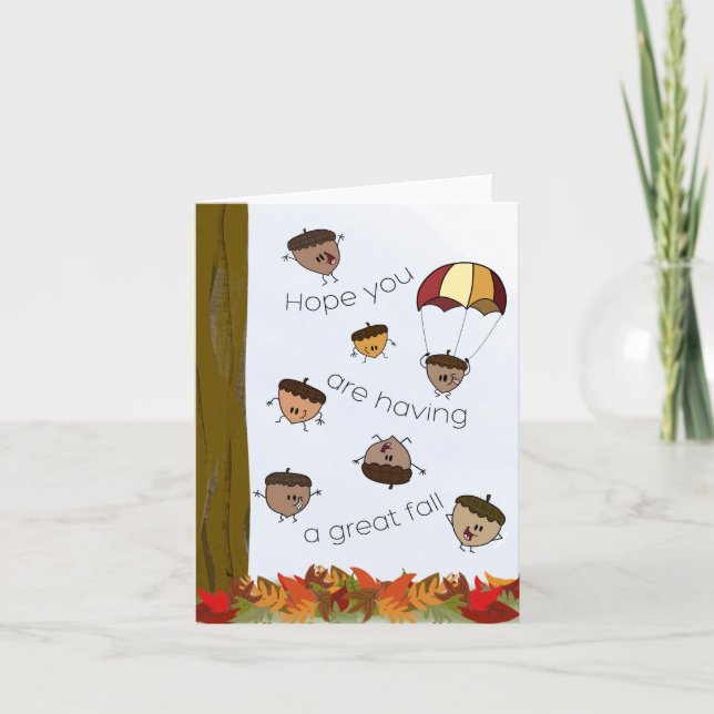 Happy Falling Acorns  Card (Front)