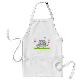 happy family cartoon adult apron