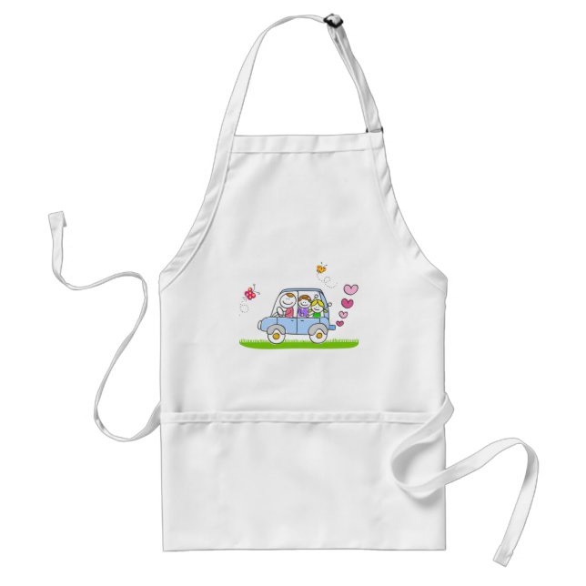 happy family cartoon adult apron (Front)