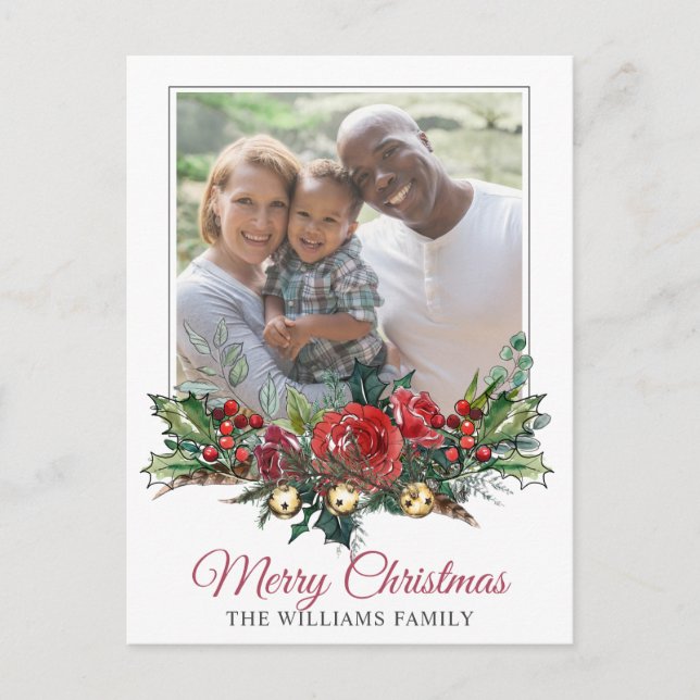 Happy Family Christmas Photo Holiday Postcard (Front)