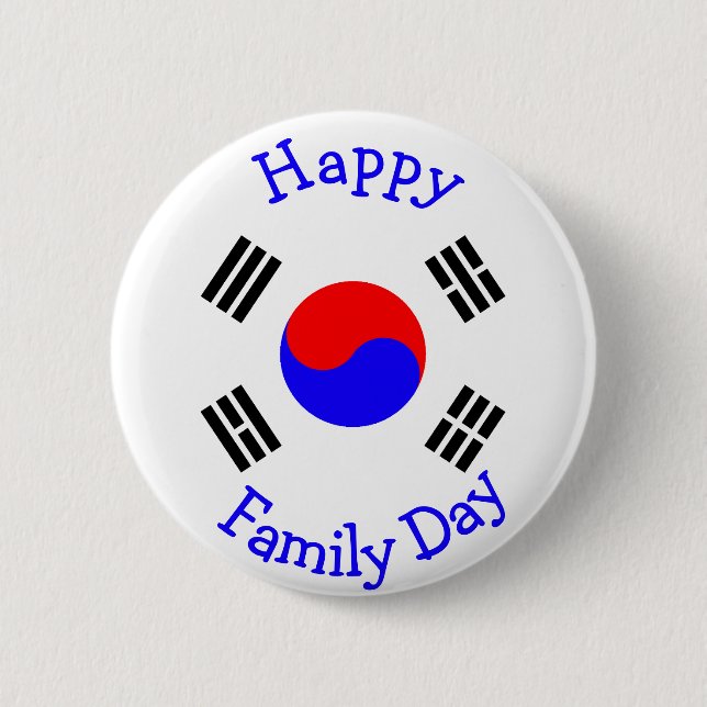 Happy Family Day - Korean Adoption Button (Front)