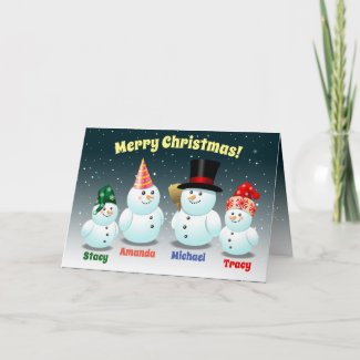 Happy Family of Snowmen Holiday Card