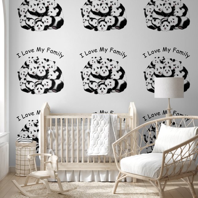 Happy Family Panda Custom Text Funny Wallpaper (Kids)