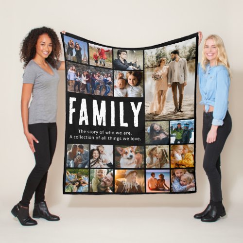 Happy Family Photo Collage Fleece Blanket