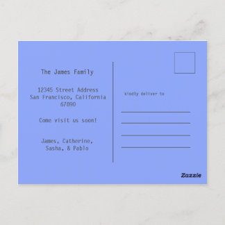 Happy Family Soft Blue New Home Moving Postcard